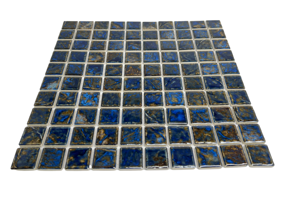 Storm Blue 1x1 Square Wavy Porcelain Mosaic Wall Floor Tile for Kitchen Backsplash, Pool Tile, Bathroom Wall, Accent Wall
