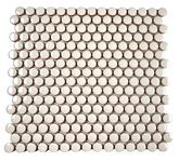 Vanilla Latte Penny Round Glossy Porcelain Mosaic Floor and Wall for Backsplash Tile, Bathroom Tile, Kitchen Backsplash on 12x12 Mesh for Easy Installation