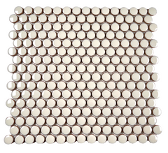 Vanilla Latte Penny Round Glossy Porcelain Mosaic Floor and Wall for Backsplash Tile, Bathroom Tile, Kitchen Backsplash on 12x12 Mesh for Easy Installation