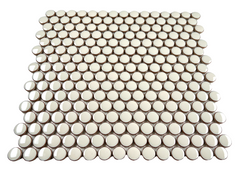 Vanilla Latte Penny Round Glossy Porcelain Mosaic Floor and Wall for Backsplash Tile, Bathroom Tile, Kitchen Backsplash on 12x12 Mesh for Easy Installation