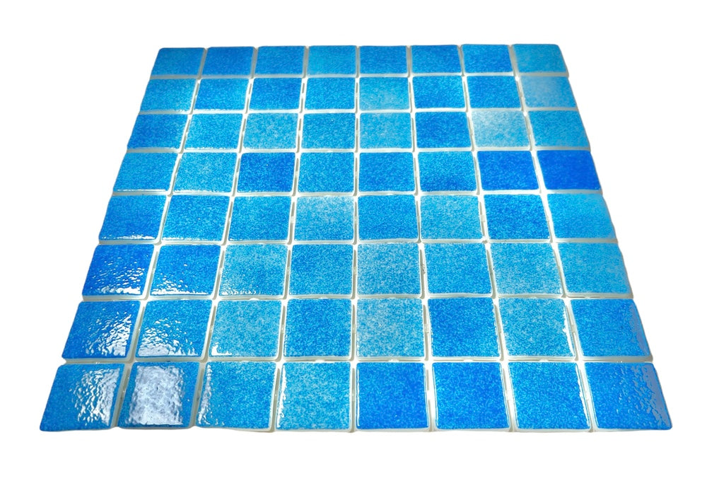 Capri Blue Square 1-1/2 Recycled Glass Wall and Floor Tile for Kitchen Backsplash, Pool Tile, Bathroom Wall, Accent Wall