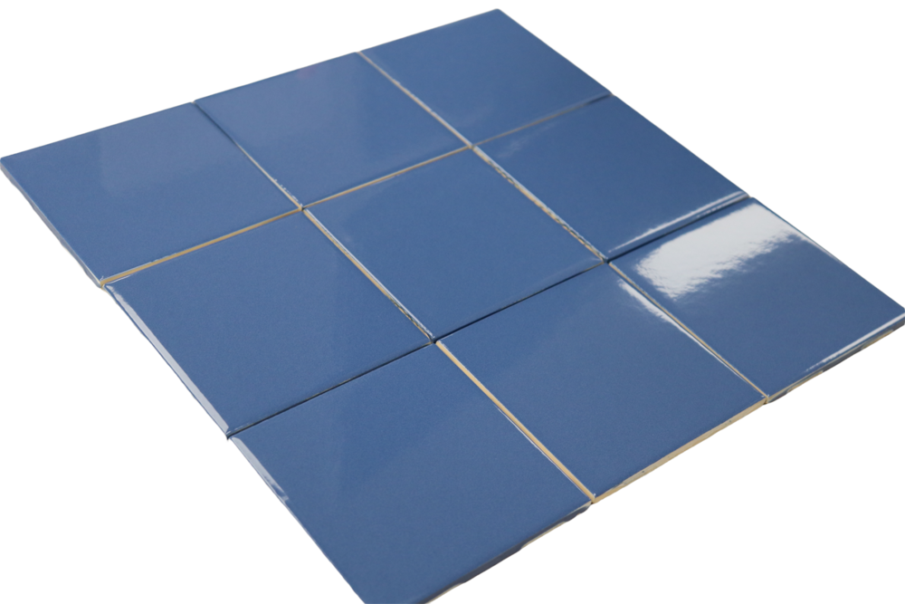 Blue Indigo 4 in Ceramic Tile 4.25 inch Gloss (Shinny) 4 1/4" Box of 10 Piece for Bathroom Wall and Kitchen Backsplash