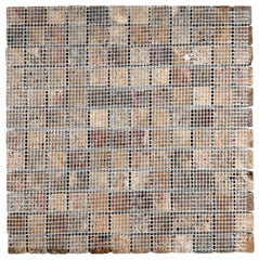 Scabos Travertine Tumbled Square 7/8 Inch Marble Floor and Wall Tile for Kitchen Backsplash, Bathroom Walls, Accent Wall, Swimming Pool, Fireplace Surround
