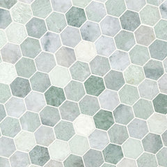 Ming Green 2 Inch Hexagon Polished Marble Mosaic Tile for Floor and Wall Tile, Shower Surrounds, Accent Walls, Kitchen Backsplashes, and Residential Uses