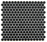 Penny Round Black Matte Porcelain Mosaic Floor Wall Tile for Bathroom Shower, Kitchen Backsplashes, Pool Tile