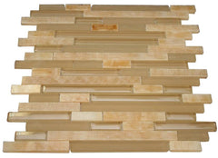 Glossy Caramel Onyx Random Brick Pattern Glass Mosaic Tiles