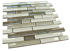 Green, White and Brown Glossy Crackle Crystal Mosaic Tiles
