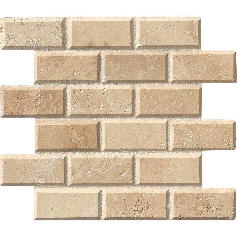 MSI Tuscany Ivory 12 in. x 12 in. x 10mm Honed Beveled Travertine Mesh-Mounted Mosaic Tile (10 sq. ft. / case)