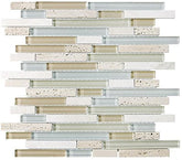 10 Sq Ft - Bliss Spa Stone and Glass Linear Mosaic Tiles - bathroom walls/ kitchen backsplash
