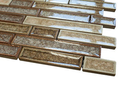 Cream Caramel Glossy Crackle Crystal Mosaic Tiles