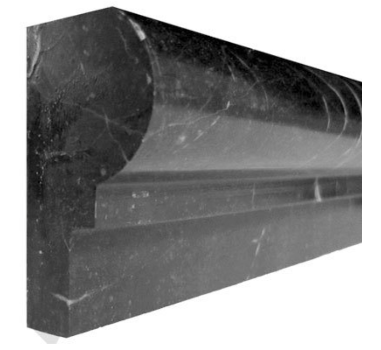 Polished Nero Marquina Black Marble Ogee 1 Chairrail Molding Wall Tile