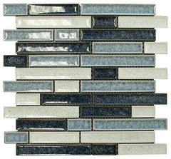 Sky Blue Glossy Crackle Crystal Glass and Ceramic Mosaic Wall Tiles