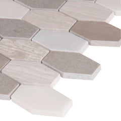 MSI Bellagio Blend Elongated Hexagon 12 in. x 12 in. x 10mm Honed Marble Mesh-Mounted Mosaic Tile