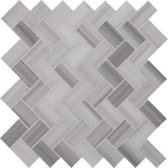 MSI Bergamo Herringbone 12 in. x 12 in. x 10mm Polished Marble Mesh-Mounted Mosaic Tile