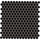 MSI Black Glossy Penny Round 11.57 in. x 12.4 in. x 10mm Porcelain Mesh-Mounted Mosaic Floor Wall Tile