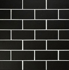 Black Subway Brick 2x4 Porcelain Wall Floor Tile Backsplash Shiny for Kitchen, Bathroom Shower, Accent Decor, Fireplace on 12x12 Mesh for Easy Installation