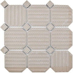 Matte White Octagon Porcelain Accent Panel with Glossy Black Details – Decorative Wall & Floor Piece for Bathroom, Kitchen, Pool, and Interior Design