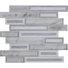 MSI Blocki Grigio Interlocking 12.2 in. x 11.61 in. x 8mm Glass Stone Mesh-Mounted Mosaic Tile (Box of 10 Sheets) - Tenedos