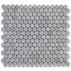 Carrara Marble Italian White Bianco Carrera 3/4" Penny Rounds Mosaic Tile Polished