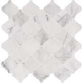 MS International SMOT-CALCRE-ARABESQ Calacatta Cressa Arabesque Honed Marble Mesh-Mounted Mosaic Tile 12 x 12 x 10mm White - Tenedos