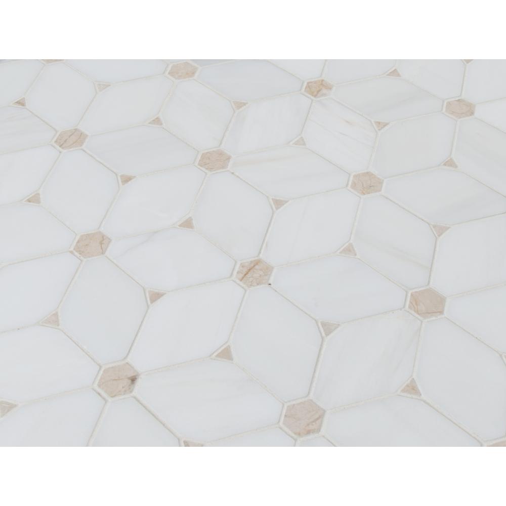 MSI Cecily 11 in. x 13 in. x 10mm Polished Marble Mesh-Mounted Mosaic Wall Floor Tile