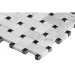 MS International Greecian White Basketweave Marble 12 in. x 12 in. x 10 mm Polished Mesh-Mounted Mosaic Tile - Tenedos