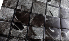 Glossy Silver Flower Square Glass Mosaic Tiles