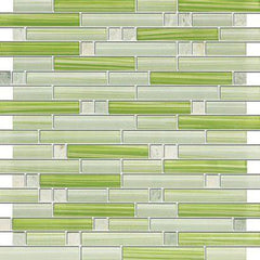 Glossy Green Nature Colorful Stripes Glass Mosaic Backsplash Tiles - Tenedos