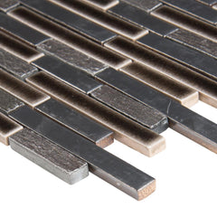 MS International Titan Interlocking 12 in. x 12 in. x 8 mm Porcelain and Stone Mesh Mounted Mosaic Tile