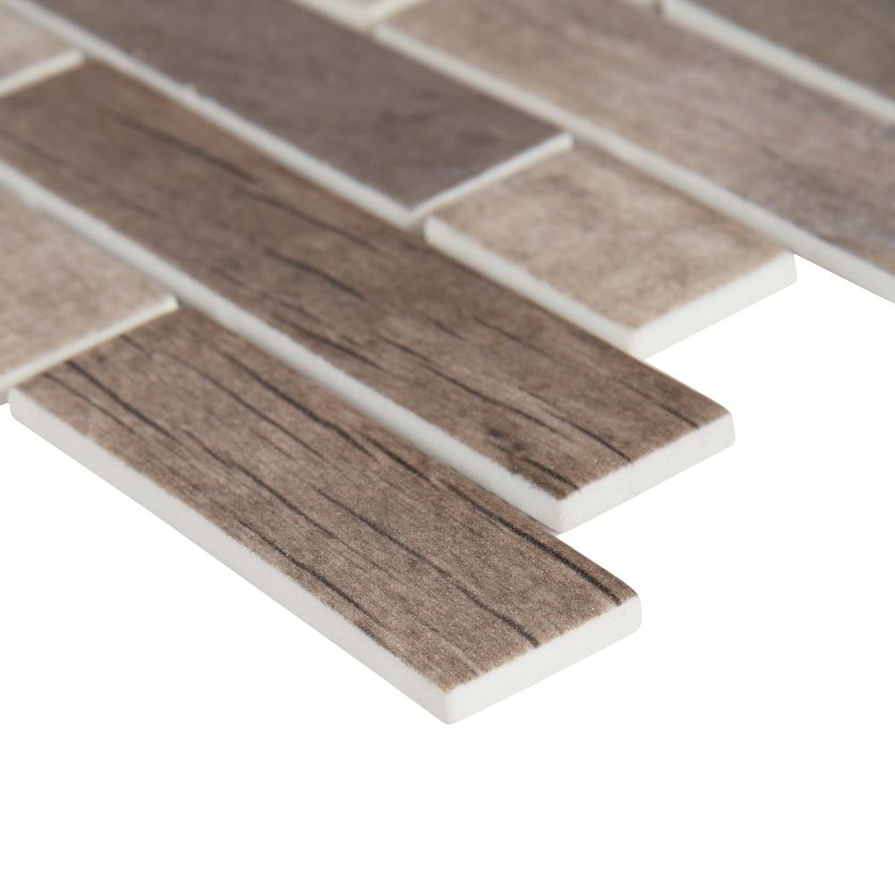 MSI Driftwood Interlocking 12 in. x 12 in. x 6mm Glass Mosaic Tile
