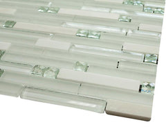 Matte and Glossy White Luxury Diamond Glass Mosaic Tiles - Tenedos