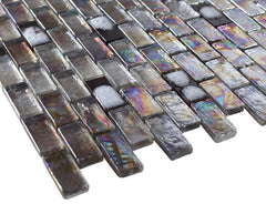 Glossy Dark Brown Wet Look Glass Mosaic Tiles