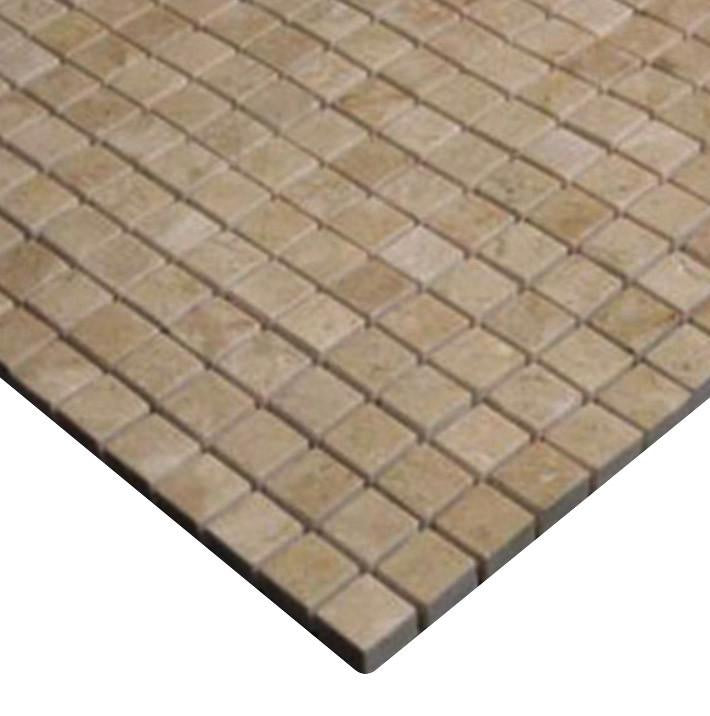 Crema Marfil Marble 5/8x5/8 Mosaic Floor Wall Tile Polished for Bathroom Shower, Kitchen Backsplash, Fireplace