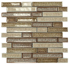 Cream Caramel Glossy Crackle Crystal Mosaic Tiles