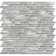 MS International Silver Canvas Interlocking Glass Mosaic Tile (10 sq. ft. / case)