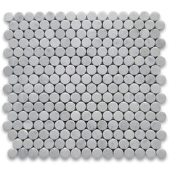 Carrara Marble Italian White Bianco Carrera 3/4" Penny Rounds Mosaic Tile Honed