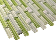 Glossy Green Nature Colorful Stripes Glass Mosaic Backsplash Tiles - Tenedos