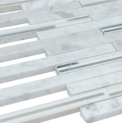 White Carrara Matte Random Brick Pattern Marble Stone Tiles