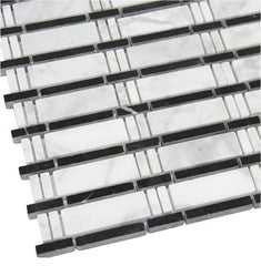 White and Black Bamboo Mosaic Marble Tiles