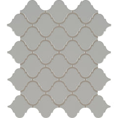 MSI Gray Glossy Arabesque 11.53 in. x 9.65 in. x 10mm Porcelain Mesh-Mounted Mosaic Tile