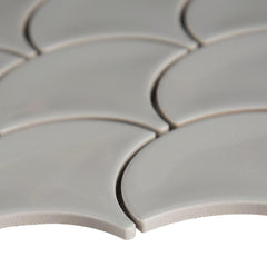 MSI Gray Glossy Fish Scale Porcelain Mesh-Mounted Mosaic Tile