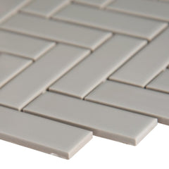 MSI Gray Glossy Herringbone Porcelain Mesh-Mounted Mosaic Tile