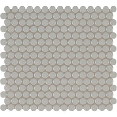 MSI Gray Glossy Penny Round 11.57 in. x 12.4 in. x 10mm Porcelain Mesh-Mounted Mosaic Tile (19.93 sq. ft. / case)