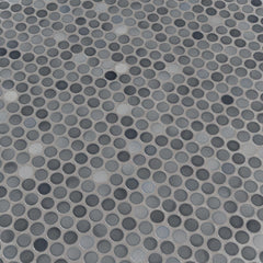 MSI Penny Round Grigio Mix 12.2 in. x 11.3 in. x 6mm Glazed Ceramic Mesh-Mounted Mosaic Tile
