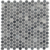 MSI Penny Round Grigio Mix 12.2 in. x 11.3 in. x 6mm Glazed Ceramic Mesh-Mounted Mosaic Tile