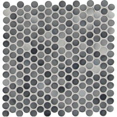 MSI Penny Round Grigio Mix 12.2 in. x 11.3 in. x 6mm Glazed Ceramic Mesh-Mounted Mosaic Tile