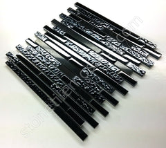 Premium Quality Nero Marquina Polished Black Glass Mixed Mosaic Random Pattern Tile for Backsplash and Bathroom Wall Designed in Italy (12x12) By Vogue tile