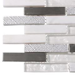 MSI Ocean Crest Brick 12 in. x 12 in. x 8mm Glass Metal Stone Mesh-Mounted Mosaic Wall Tile