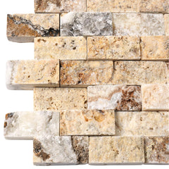 MSI Scabas Split Face 11.4 in. x 10.8 in. x 8mm Travertine Mesh-Mounted Mosaic Wall Tile