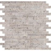 MSI Silver Splitface 11.81 in. x 12.4 in. x 10mm Travertine Mesh-Mounted Mosaic Wall Tile